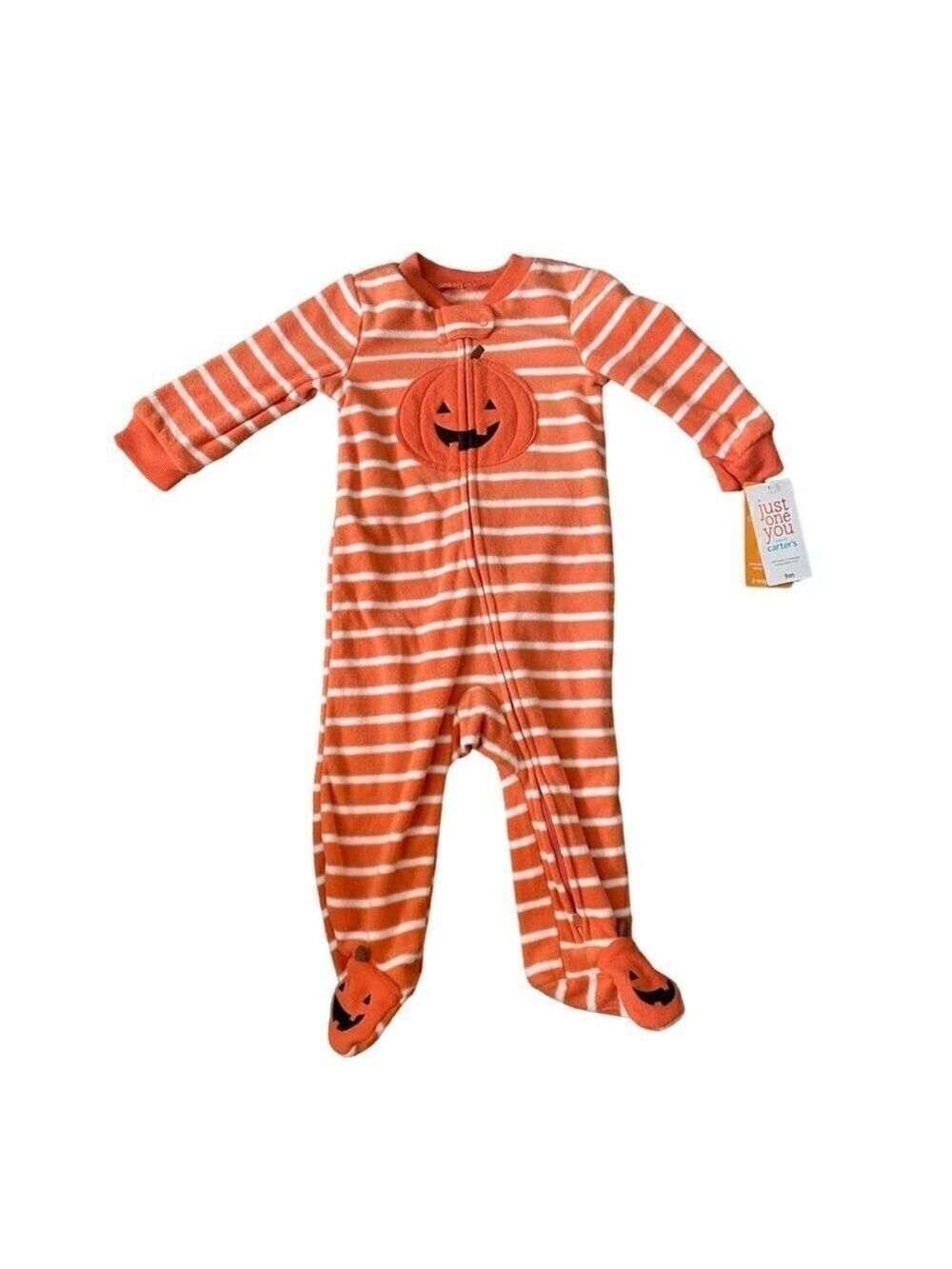 Carter's Just One You Baby Pumpkin Striped Footed Pajama 9M